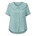 Womens Short Sleeve Shirts Peter Pan Collar Button Down Cotton Blouse Fashion Casual Summer Textured Tops with Pocket Mint Green