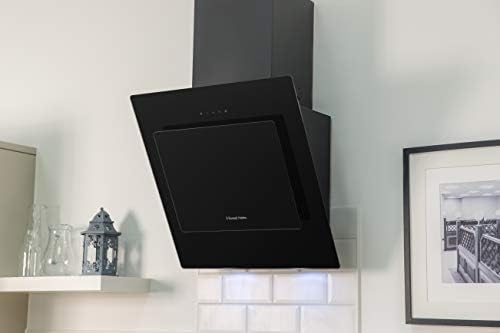 Russell Hobbs RHGCH702B 60cm Wide Angled 5 Function, LED Light, Cooker Hood Black Glass