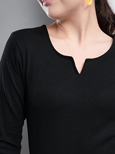Image of Q - RIOUS Women's Solid Full Sleeve Scoop Neck Top