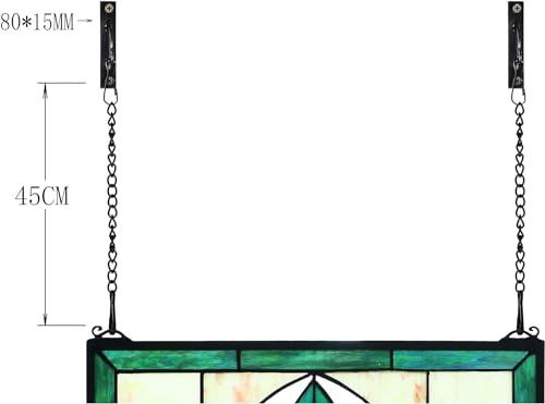 Yogoart HPT001 Extra Large Horizontal Blue Victorian Stained Glass Window Panels Hanging Transom Window Panels thumb #5