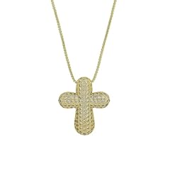 Big CZ Cross Box Chain Gold