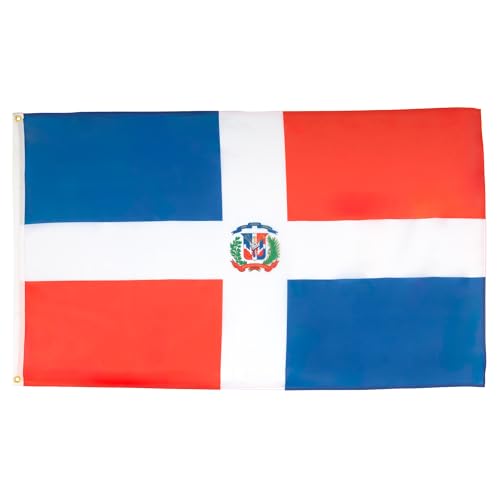 Image of AZ FLAG Set of 2 Dominican Republic Flags - 90 x 60 cm - Dominican Flag 100% Polyester with Integrated Metal Eyelets