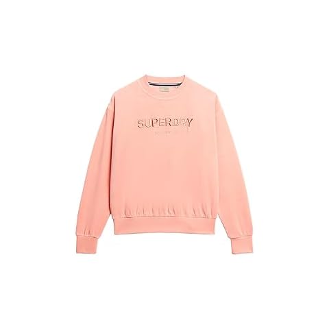 Superdry Women's Velour Graphic Sweatshirt, Peach Beige Cover