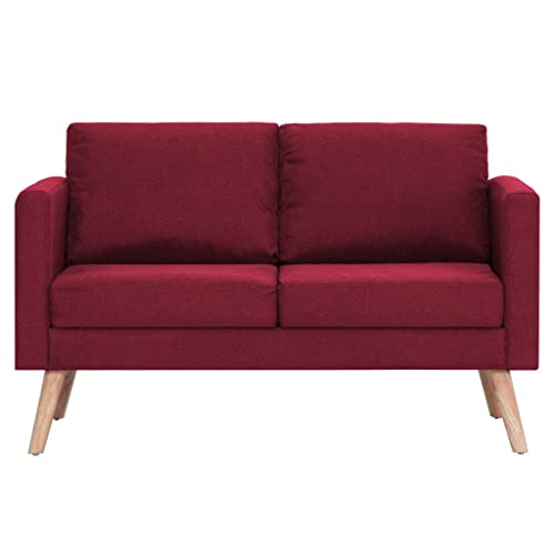 vidaXL-Sofa-de-Tela-2-Plazas-Vino-Tinto-Asiento-Taburete-Sillon-Silla-Taburete-Banco-Banquillo-Mueble-Mobiliario-Salon-Comedor-Cocina-Hogar