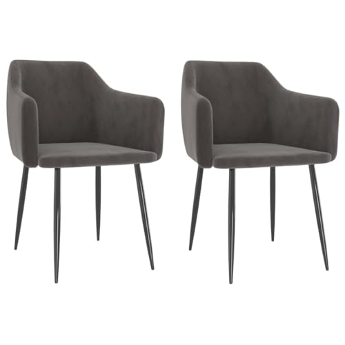 vidaXL 2X Sillas de Comedor Asiento Mobiliario Muebles de Salón Sala de Estar Cocina Escritorio Hogar Cómodo Suave Respaldo Terciopelo Gris Oscuro