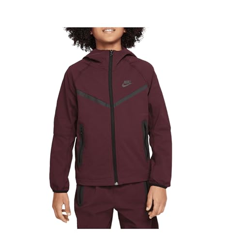 Nike Tech Big Kids' (Boys') Woven Jacket (HQ8911-652, Burgundy Crush/Burgundy Crush/Black)