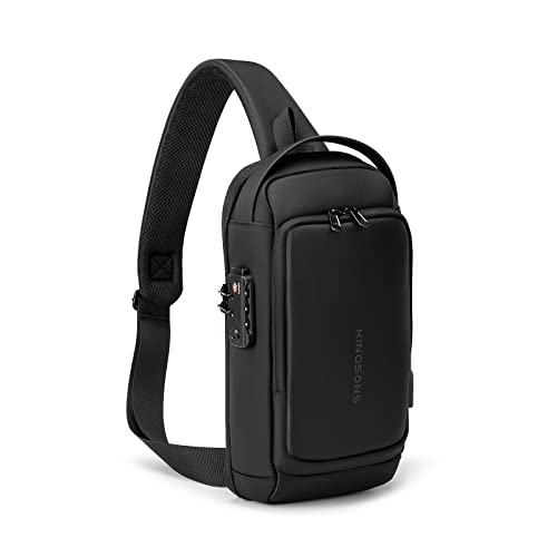 KINGSONS Sling Crossbody Bag Anti-theft Chest Shoulder Backpack for Men Waterproof Minimalist Casual Daypack for Travel Gym