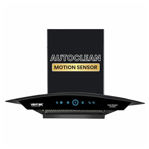 Ventair 60 cm 1200 m3/hr Autoclean Kitchen Chimney (Auto Queen, Motion Sensor, Made in India, 11° Filterless with Metallic Oil Collector, Black, Curve Glass)