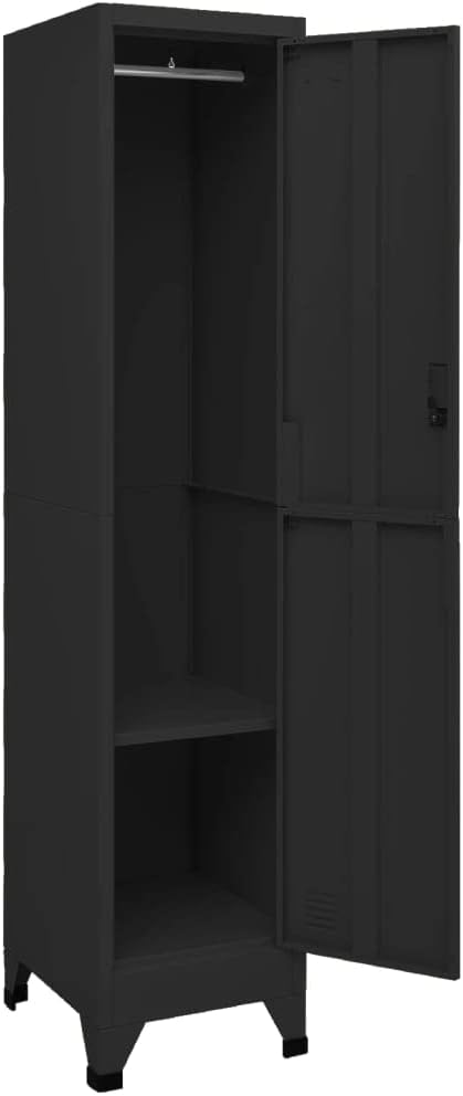 Black Steel Medium Locker Cabinet Rectangular, 70.9 Inch Tall Storage Unit with Secure Locking System and Multiple Compartments for Office Bedroom Hallway Organization,