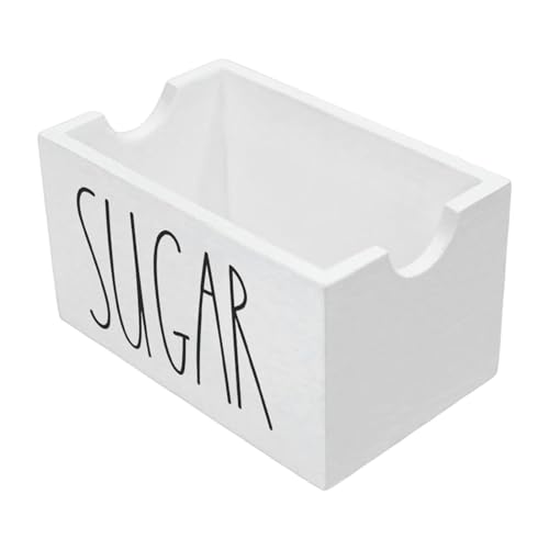 Gralara Contenedor de azúcar en Madera, Organizador para Sobres de condimentos, 20 Unidades para Cocina y Restaurante, Blanco, Individual