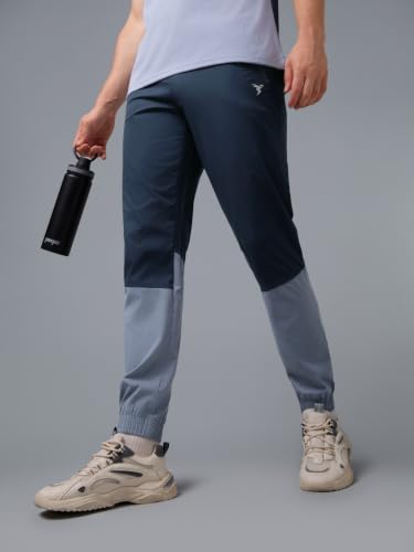 Image of TECHNOSPORT Mens Woven Regular Fit Activewear Joggers for Running, Gym, Sports and Regular Use Stretchable, Colorblock and Antimicrobial