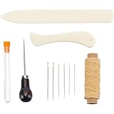 Awwertse 11-Teiliges Buchbindeset mit Gewachstem Baumwollfaden, Kunststoff-Falzbein, Papierfalzzange und Nähzubehör für DIY-Buchbindeprojekte
