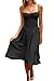 CHYRII Womens Black Dress Fashion Summer 2025 Sweetheart Neck Spaghetti Straps Corset A-Line Long Sundress Midi Dress S