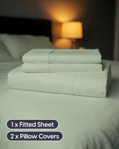 Image of Sleepy Town Cal King Size Bed Sheets - 3 Piece - NO Flat Sheet Included - California King Sheet Set - Soft, Comfy & Cooling - Easy Care - Wrinkle & Fade Free - Brushed Microfiber (Light Sage Green)