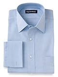 Paul Fredrick Men's Pinpoint Windsor Spread Collar French Cuff Dress Shirt