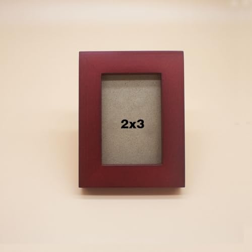 Image of 2x3 Picture Frames RED Solid Wood Frame, Plastic Panel (Film Needs to be Removed) Table or Wall.Front Window Opening 2x3 inch.
