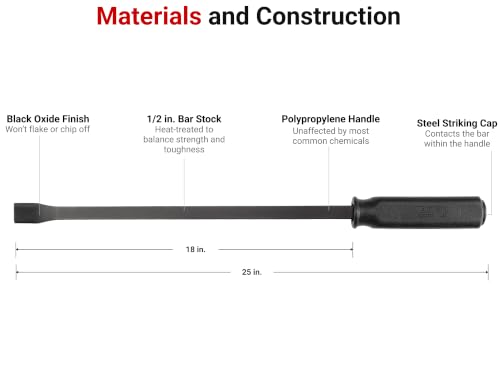 Image of TEKTON 25-Inch Angled Tip Handled Pry Bar with Striking Cap | LSQ42025