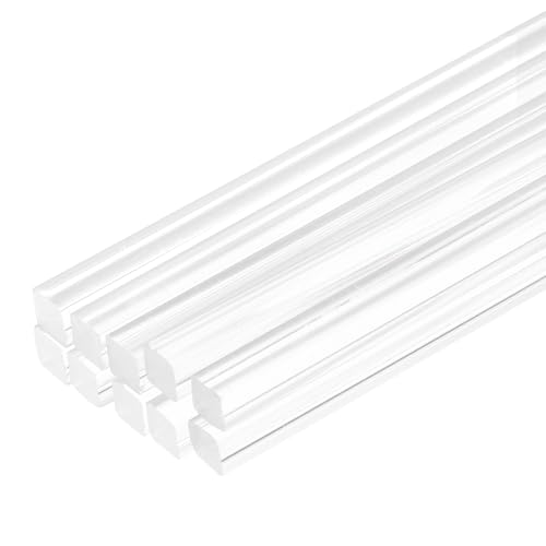 Image of MECCANIXITY 10pcs Acrylic Square Rods 1 /4 inch x 8 inch Clear Acrylic Dowel Rods Sticks Acrylic Plastic Sticks Strip for DIY Crafts Lighting Gardening Decorations - 6mm x 200mm