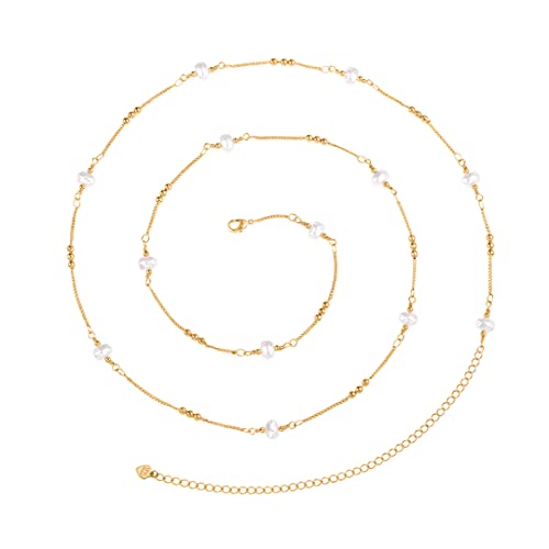 Cadena de cintura para mujer ajustable y brillante estilo dorado