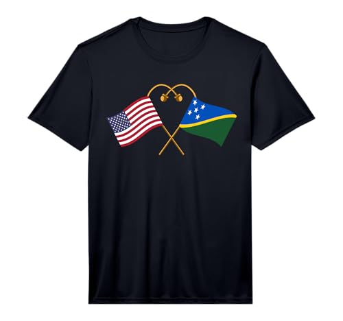 Solomon Islander American Flag Solomon Islands Flag Performance T-Shirt