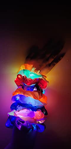 Led Hair Scrunchies For Girls With Hidden Zipper Pocket |10Pcs| Led Glow Hair Bands, Light Up Scrunchies With 3 Light Modes, Summer Accessories, Glow In The Dark Hair Ties (Mermaid 10) #TOP3