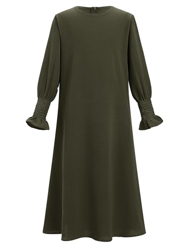 FYMNSI Kids Girls Prayer Dress Muslim Long Sleeve Abaya Dress Hijab 2PCS Islamic Kaftan Thobe Modest Abayas Dubai Clothes4