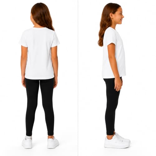 Image of Rene Rofe Girls Undershirts - 6 Pack Soft Cotton Tag Free Crew Neck Short Sleeve Shirts Girls T Shirts for School and Play