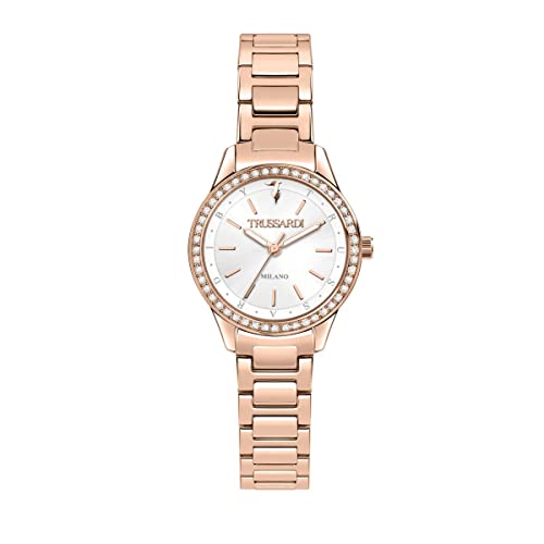 Trussardi T-Sky Orologio Donna Solo Tempo In Acciaio, Pvd Oro Rosa, Cristalli - R2453151503