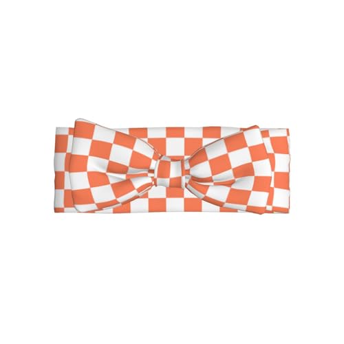 White Orange Squares Checkerboard Baby Girl Bows And Headbands 6-12 Months For Baby Girls Newborn Infant Toddlers