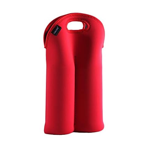 2 Bottles Wine Bag Wine Totes Neoprene Wine Sleeve Tote for Wine,Water, Champagne, Beer, Baby Bottles 14.5 X 9.5 Inches, Red - PAWHITS Cover