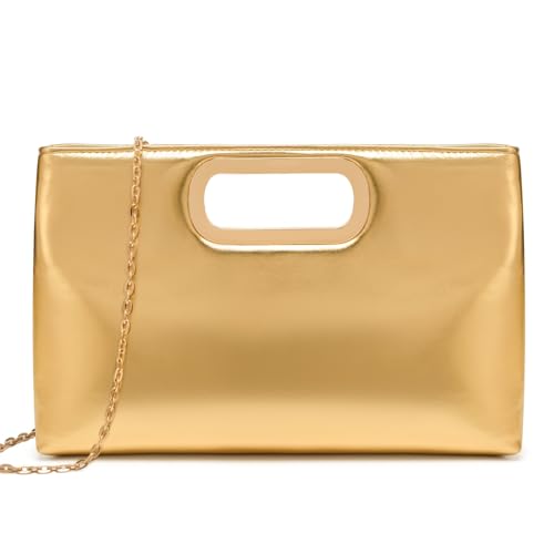 Image of DETARA Clutch Purses for Women Cut Out Handle Clutch PU Leather Evening Bag Elegant Purse for Women Formal Wedding Party
