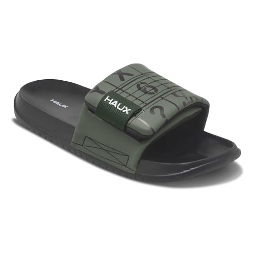 Image of HAUX Stylish Men's Sliders - Comfortable Slip-On Sandals with Modern Look | Lightweight, Durable, and Comfortable Footwear for All-Day Wear
