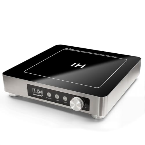 Abangdun Gewerbliches Induktionskochfeld 3000W – 190-275V Kommerzielles Induktionskochplatte mit 16 Leistungsstufen, 60–220°C, 18h-Timer, Edelstahl & Glas, für Gastronomie, Restaurant & Küche