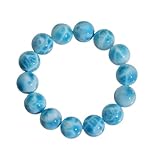 NHDVDVAV Pulsera elástica de larimar de Cristal, Pulsera de Piedras Preciosas Naturales para Mujer, Elegante joyería de Piedra para cumpleaños, Regalos creativos de San Valentín,14~14.9mm