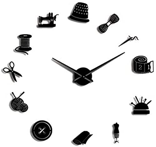 Outils machine à coudre vintage miroir horloge géante 47 pouces