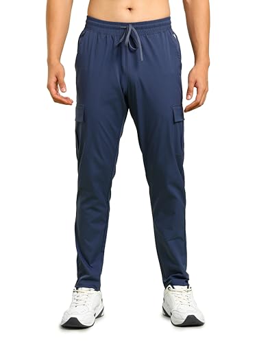 Image of TECHNOSPORT Men's Regular Fit Mid Rise Polyester Solid Cargos for Activewear, Regular Use and Quick Dry