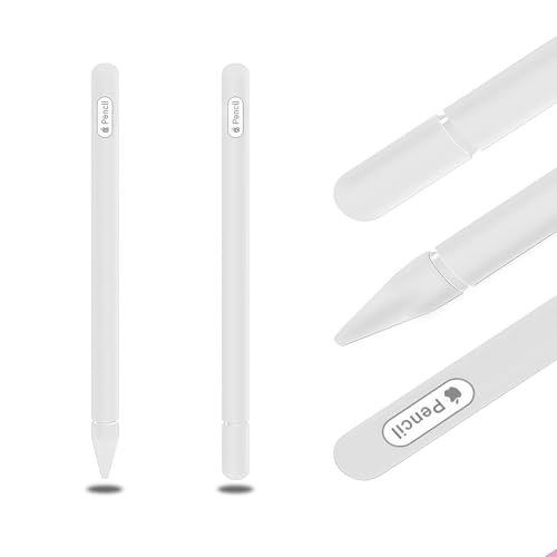 Image of Silicone Case for Apple Pencil Pro & Apple Pencil 2nd Generation, Light Pen Skin Cover Sleeve Accessories Soft Protective iPad Pencil Grip Holder with 2 Nib Covers, White