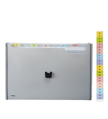 Solimo Expanding File Folder with 13 Pockets, Handle, and Buckle Closure, for A4 Size Documents (Grey) (Image - 6)
