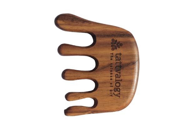 Image of Neem Wood Head Massager for Scalp & Hair Oil Massage | Gua Sha Style Wooden Comb for Relaxation, Stress Relief & Oil Absorption | 100% Natural & Eco-Friendly