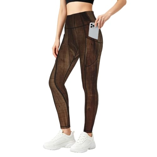 Pantalones de yoga con bolsillos para fitness y running con estampado moderno