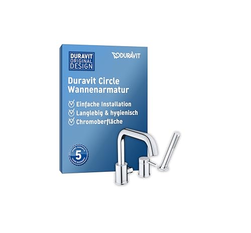 Duravit Circle 3-Loch Wannenarmatur, Einhebel-Wannenmischer mit Keramikmischsystem, Badewannenarmatur, Chrom