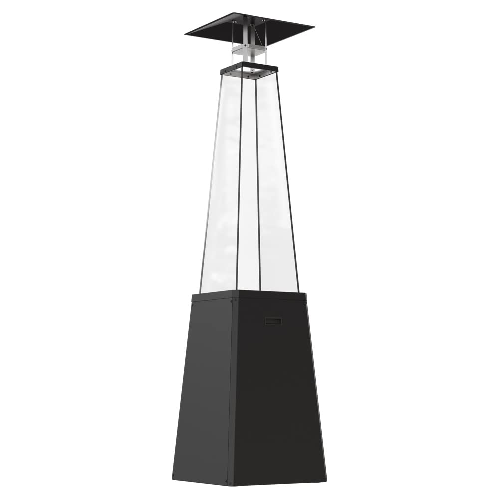 KRATKI BS Nowoczesny Gazowy Ogrzewacz Ogrodowy 12 kW, Stylowy Dekoracyjny Design, Odpowiedni do Ogrodu, Patio, Zasilany Propanem, Bezpieczny System Kontroli, Stal i Szkło, Czarny