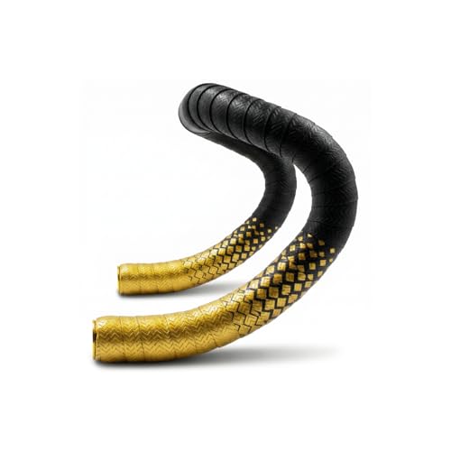 JRC Components Orimono Metallic Bicycle Handlebar Tape | Set of 2 Bar Tape for Road Bike | Gravel Bicycle Handlebar Wrap with Bar End Plugs | Enhance Your Bike Grip - (Gold)