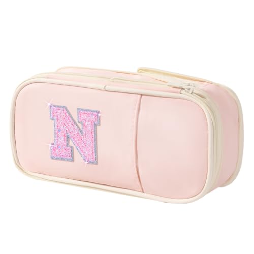Image of Janhavi Initial Large Capacity Premium Oxford Cute Aesthetic Pencil Case Pouch Bag Special School Supplies Colored Stationery Organizer Gifts for Girls, Women, Adults