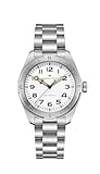 Hamilton Khaki Field Expedition Automatic Men's Watch, 41mm Stainless Steel Case, Swiss Made, White Dial Analog Wrist Watch, 100m Waterproof, Sapphire Crystal, 3-Hand Movement, Stainless Steel Strap