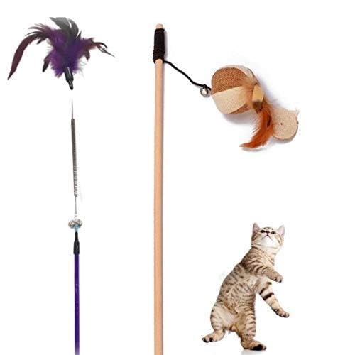 Woofy 2 in 1 Cat Teaser Stick with Spring Feather, Cat Excitement Deluxe, Jute Mice and Wooden Wand | Engaging Kitten Toys for Interactive Fun (Combo of 2) (B0CT84ZH6Y) Amazon Price History, Amazon Price Tracker