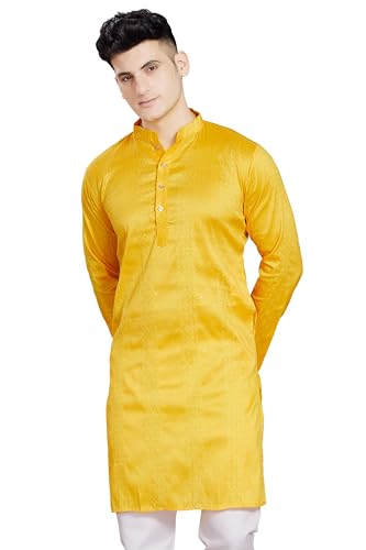 Image of DIVISIVE Men's Jequard Embroidered Art Silk Slim Fit Only Kurta