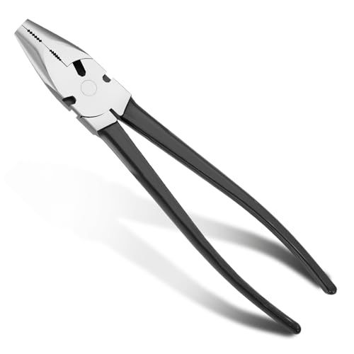 Lanties 10 Button Fence Pliers for Bending Cutting and Gripping Round Nose Wire Cutter Plier for Construction and Wire Fencing Resists Rust & Corrosion