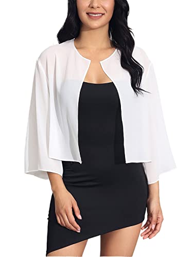 HEREAD Women Chiffon Shrug Bolero Cardigan Sheer Long Sleeve Wedding Evening Dresses Shawls and Wraps Bridal Cape Cover Up