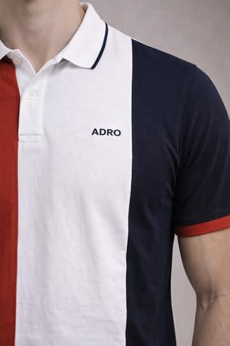 Image of ADRO Multicolour Polo T Shirt | 100% Cotton Mens Polo Tshirt | Regular Fit Half Sleeve Cut & Sew Polo T-Shirt for Men